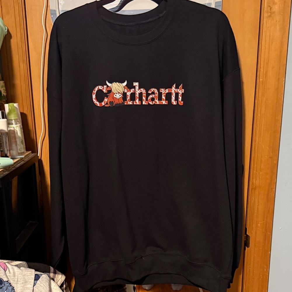 🚨NEVER WORN!🚨Carhartt Black Crewneck Sweater with orange/brown Accents
